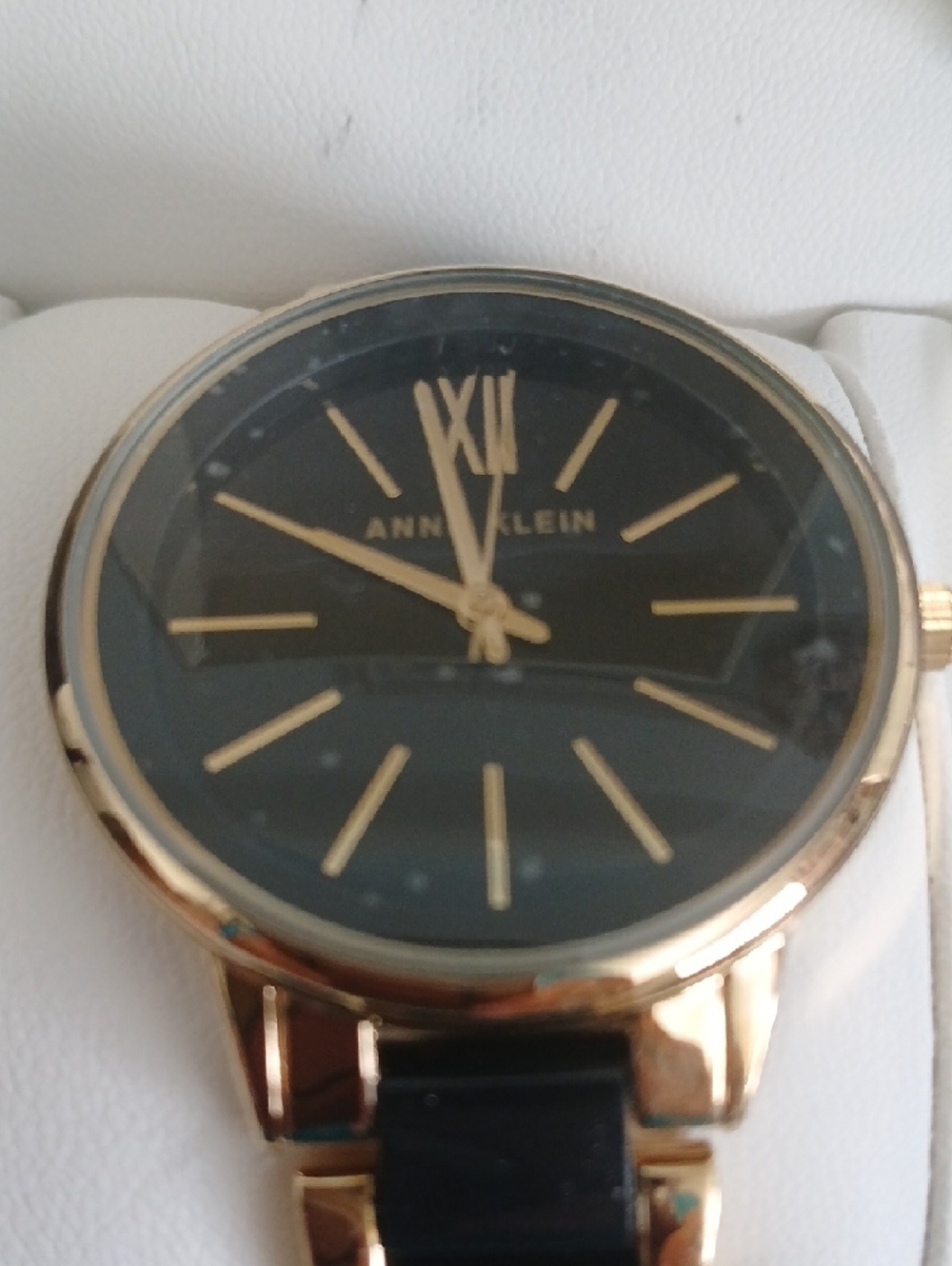 Anne Klein Gold Tone Watch with Black Dial and Bracelet Links - Picture 2 of 5